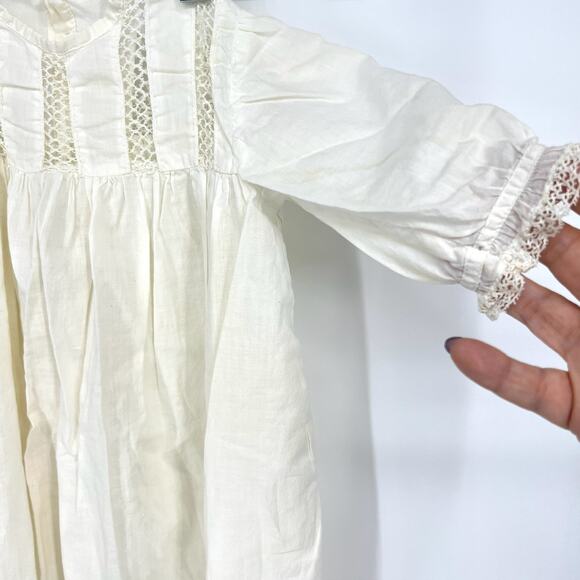 Vintage Hand Made Infant Doll Christening Baptism Gown Sleeves Ecru - Picture 2 of 8